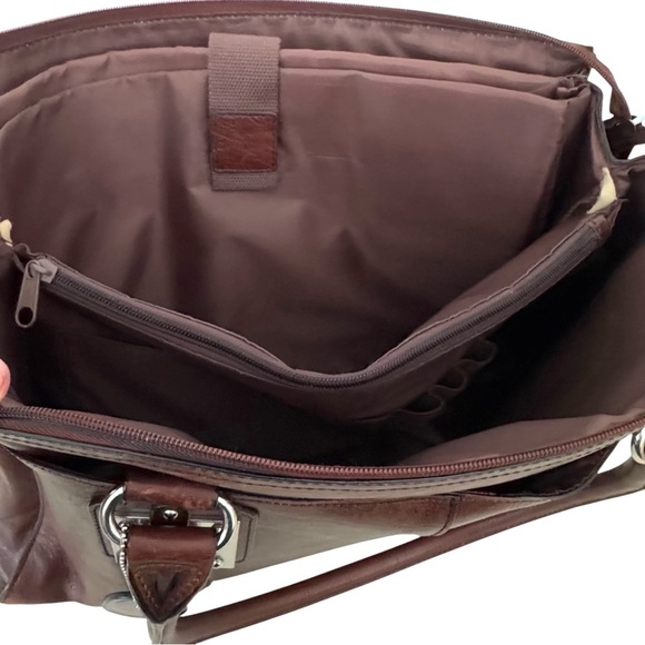 Wilsons Leather Computer Bag Attache 100% Genuine Leather Oxblood Red/Brown - Picture 12 of 13